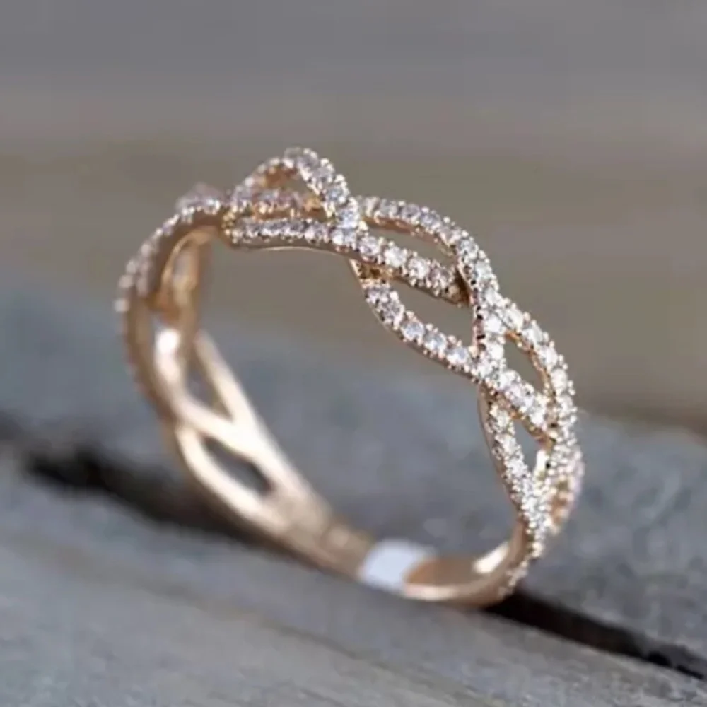 NEW ROSE GOLD TWIST DIAMOND RING - Picture 3 of 5